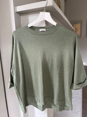 Brunello Cucinelli green metallic sweater